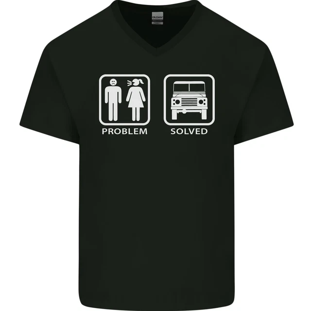 4x4 " Problem Solved " Spento Roading Strada Uomo Scollo A V Cotone T-Shirt