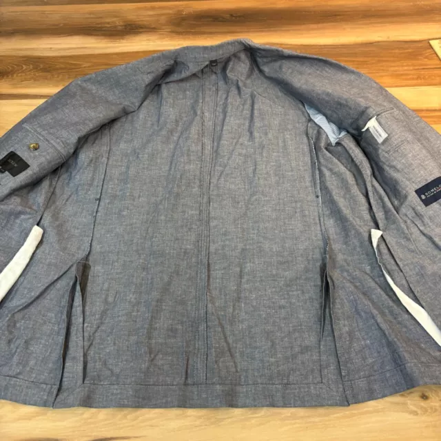 J Crew Blazer Mens 42R Ludlow Unstructured Suit jacket Cotton Linen Deep Water 2