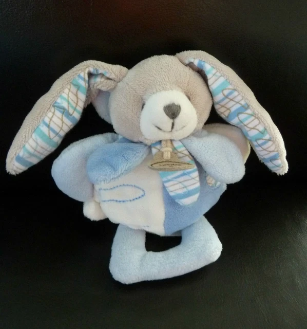 16- Doudou Et Compagnie Hochet Lapin Celestin Bleu Et Blanc Grelot Excell. Etat