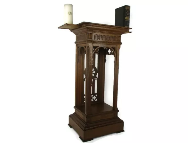 Neo Gothic Pedestal  Plant Stand Table French Oak 19th Century 2 Side Boards WOW