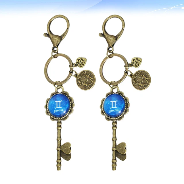 2 Pcs Horoscope Keyrings Hanging Keychain Jewelry Pendants Purse Accessories 2