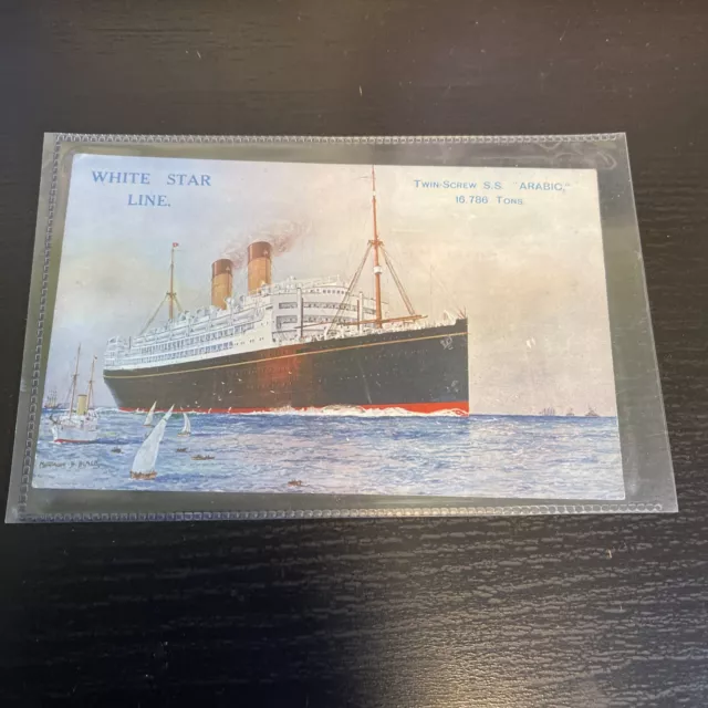 White Star Line SS ARABIC Postcard Steam Ship Ocean Liner