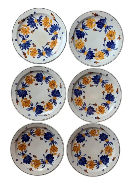 Lot 6 Assiettes Collection Sarreguemines Saverne Faience France Ancien