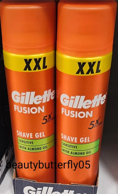 x2 Gillette Fusion XXL gel da barba sensibile/nuovissimo