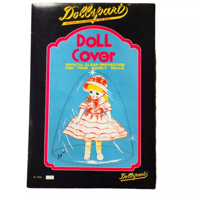 NIP VTG 20” Dollspart Doll Protective Dust Cover Clear Plastic 1993 Hobby Craft