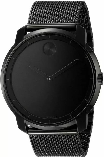 Movado Swiss Man's Bold 3600261 Stainless Steel Black Mesh Strap Slim Watch