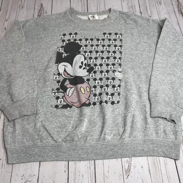 Mickey and Co Mickey Mouse Jumbo Graphic Crewneck Sweatshirt Mens XL Gray