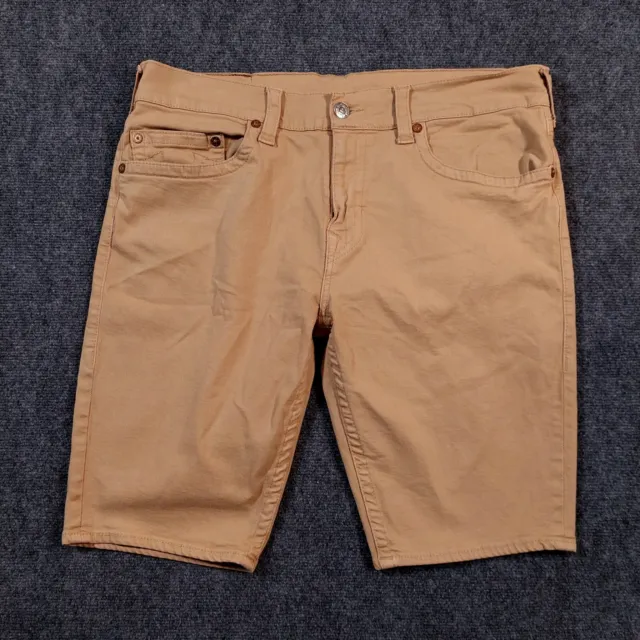 True Religion Ricky Jeans Shorts Mens 38 Brown Khaki Denim Relaxed Straight