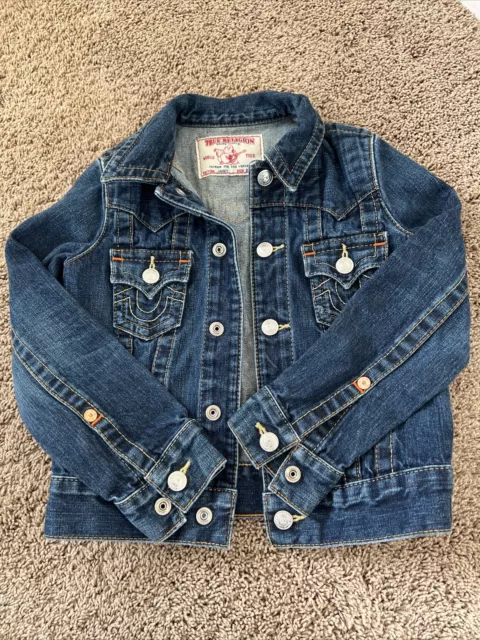 New  $178 Boys Girls S True Religion Designer Jean Jacket Dark Jimmy Western