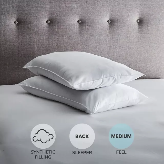Pair Of Pillows - Anti-Allergy Anti-Dustmite Hypoallergenic Bed Pillows Medium