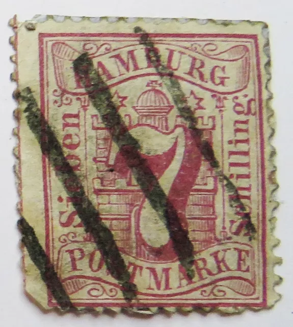 Briefmarke - Hamburg  7 Schilling - 1864 - Gestempelt