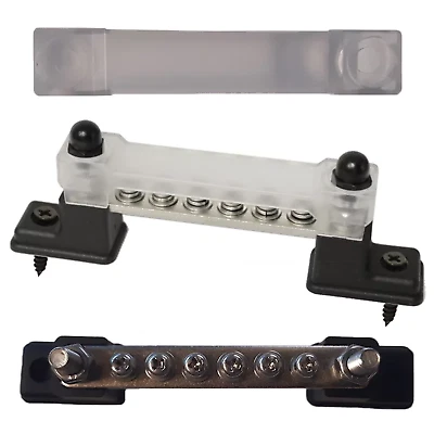 6 Way Busbar Power Distripution Block Transparent Stud Cover 130A AC / 150A DC