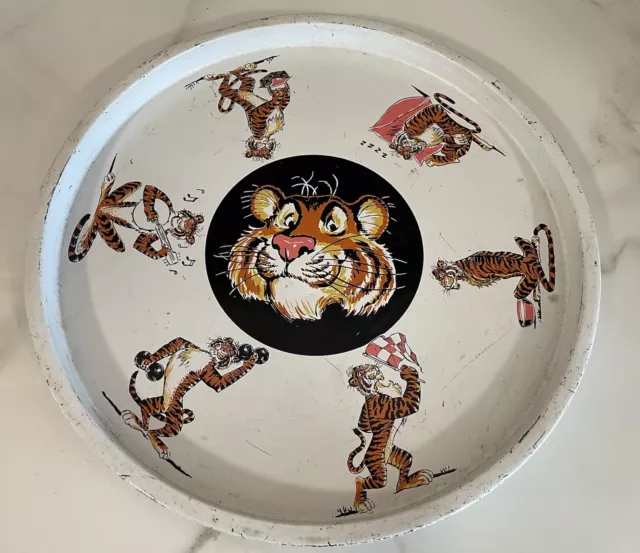 Vintage 1960s Esso Exxon Gas Tiger In Your Tank Tin Metal Serving Tray Promo 13"