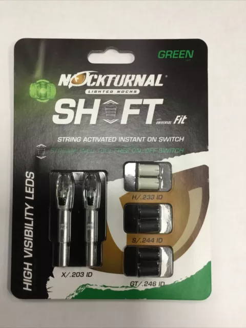 Nockturnal Shift Universal Fit GREEN Lighted Nocks NT-811 "NEW"