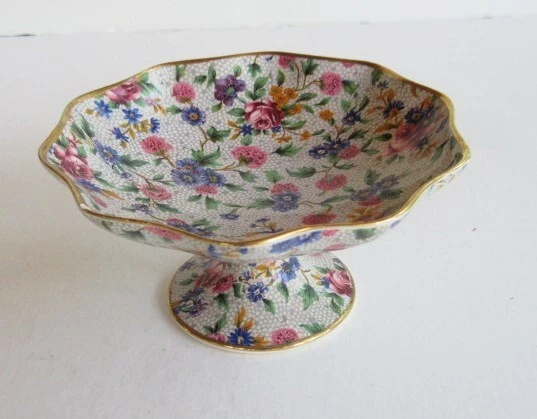 Royal Winton Grimwades Old Cottage Chintz (Pre 1960, Cream)  Round Compote 3