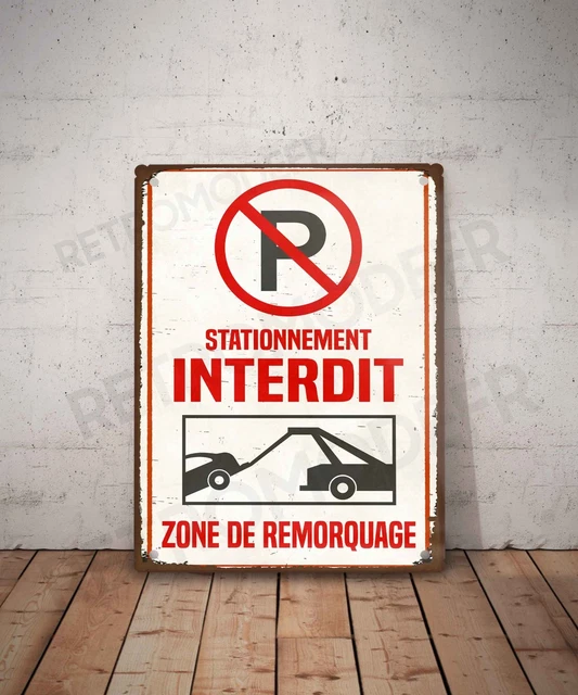 Aua Signaletique Schild „Cour Privée Stationnement Interdit“ – Aluminium Dibond 3 Mm, 230 Mm