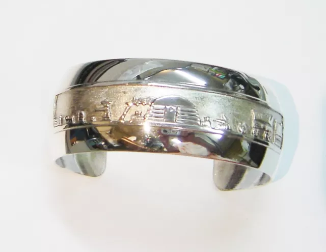 Southwest Old Pawn Sterling Silver Story Telling Cuff Bracelet N567-D