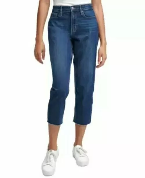 Calvin Klein Juniors' High-Rise Cropped Straight-Leg Jeans, Blue, Size 29