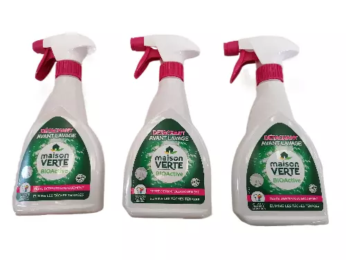 Lot de 3 flacons 500 ML  Detachant avant lavage textile Maison Verte BioActif