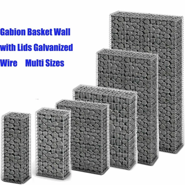 GABION BASKET STEEL Retaining Wall With Lid Galvanized Wire Garden