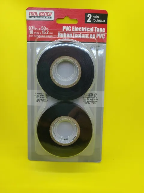 PVC VINYL BLACK Electrical Tape ¾” X 50’ 2 Rolls/Pk $3.00 - PicClick