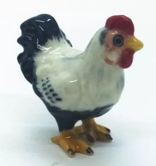 Miniature Chicken Ceramic Handcraft Figurine Rooster Art Painted Decor Hen Tiny