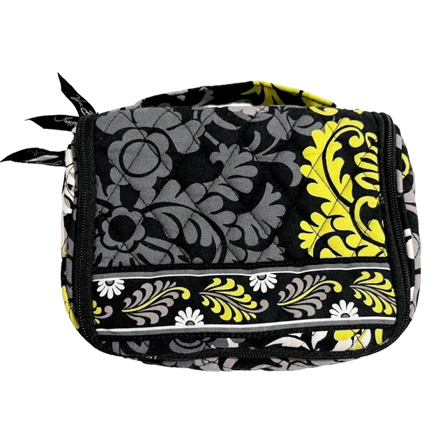 Vera Bradley Baroque Mini Travel Hanging Bag Organizer Black Yellow Gray Floral