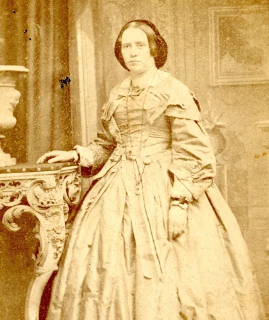 CDV Carte De Visite Victorian portrait Victorian lady Mrs J Bromley antique #35