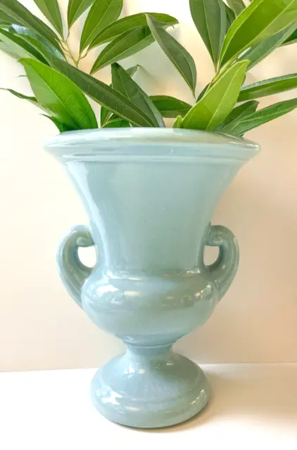 Vintage Ceramic Urn Style Double-Handle Vase Light Blue Haeger) Glossy Beautiful