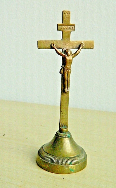 1800'S Sm  Antique Altar  Cross Jubilee Year Bronze Crucifix