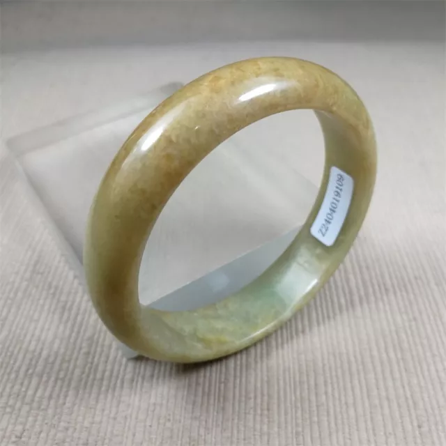 57.5mm Certified Grade A Natural Yellow Jadeite Bracelet Burma Jade Bangle