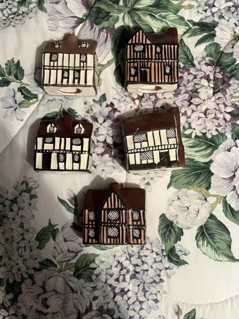 Mudlen End Studios Lot Of 5 Suffolk Cottage House Mini Ceramic Forge