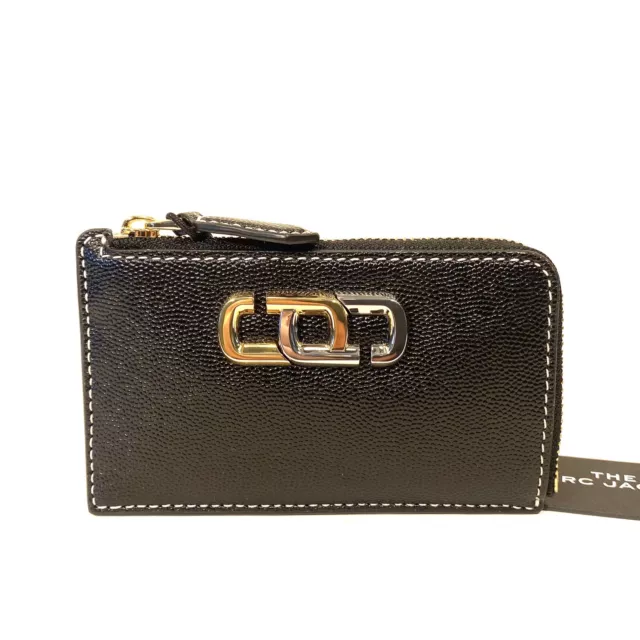 MARC JACOBS J Link Leather Zip Card Case Key Holder Wallet Black (MSRP $115)