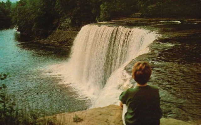 Luce County, Michigan, MI, Tachquamenon Falls, Chrome Vintage Postcard a879