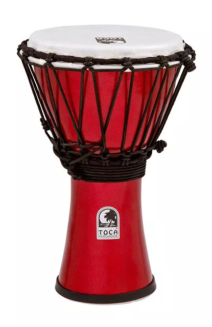 Toca 7″ Inch Freestyle Colorsound Djembe Hand Drum –  Metallic Red