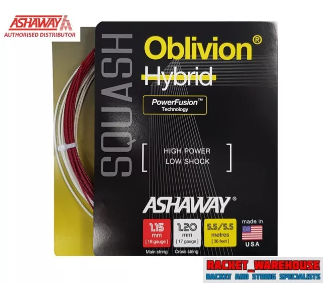 ASHAWAY OBLIVION HYBRID SQUASH RACKET STRING - 11m SET