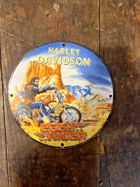 Harley-Davidson Easy Rider Vintage Porcelain Gas Oil Motorcycle Sign