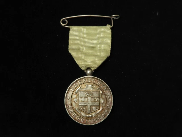 Harrogate School Board Attendance Medal 1897-8-9, silver d.36mm Harrogate School Board Attendance Medal 1897-8-9, silver d.36mm