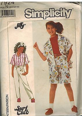 7924 Vintage Simplicity Cucito Motivo Ragazze Pantaloni Pantaloncini Camicia