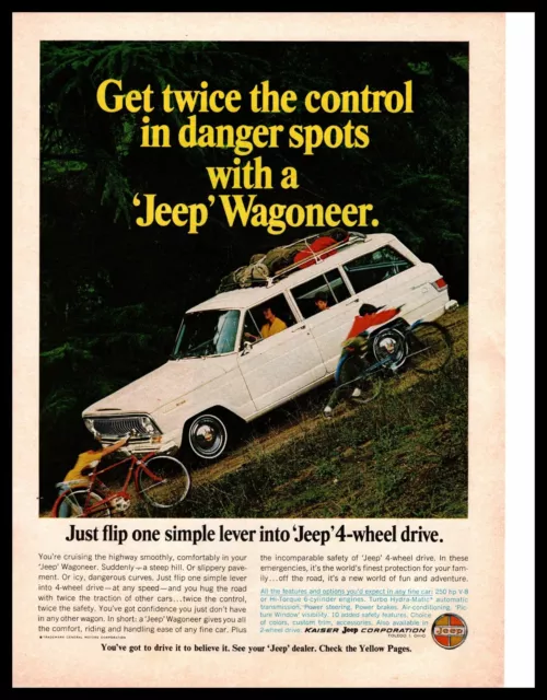 1966 Jeep Wagoneer "Twice The Control In Danger Spots" 4-Wheel Drive Print Ad