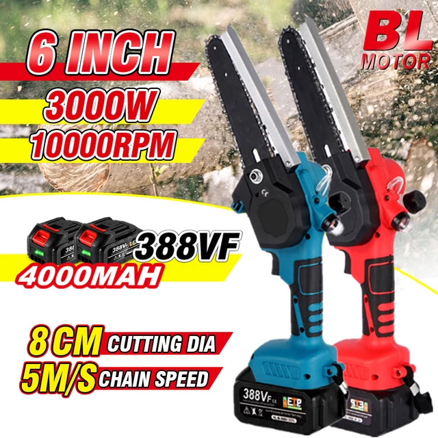 Motosega A Batteria, Motosega A Batteria Da 4 Pollici, Mini Motosega Elettrica Portatile Per Rami Di Alberi Giardino 2 Batterie Da 55 Ore Caricabatterie Compatibile Con Batterie Makita 81229412 - Foto 8