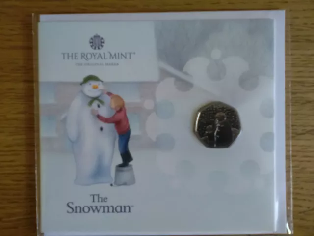 2021 Fifty Pence Snowman Christmas 50p BU Coin Royal Mint Sealed Pack.