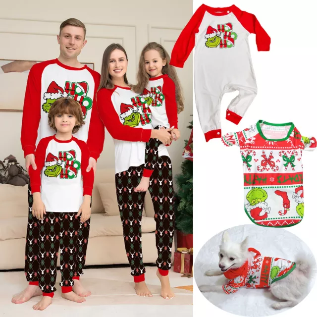 Christmas Family Matching Pyjamas Adult Kid Grinch Nightwear Pajamas Pjs Set UK