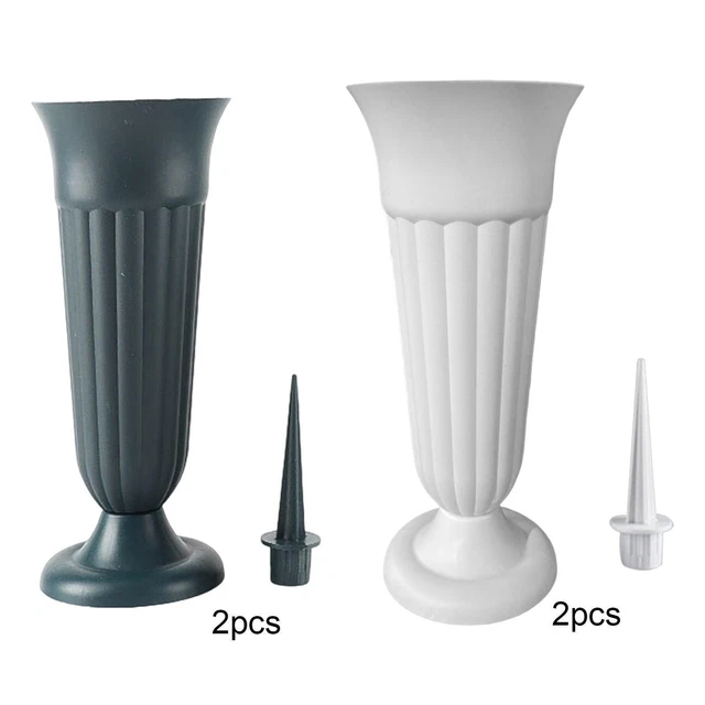 Cemetery Vase Detachable W/ Stake and Base Grave Decoration for Headstones