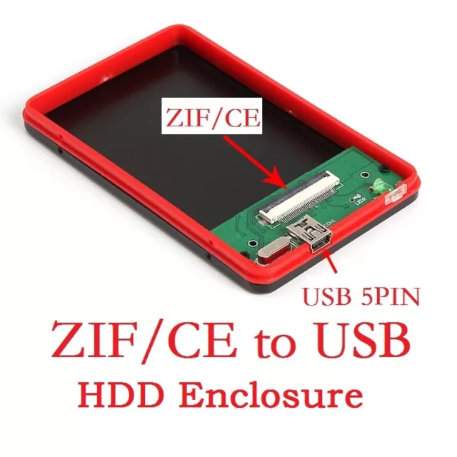 ZIF/CE to USB 1.8"in 40Pin HDD External Hard Drive SSD Convertor Enclosure Case 3