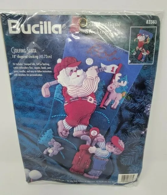 Bucilla Fieltro Aplique 83383 Diagonal Medias Kit Golf Santa 18" Navidad