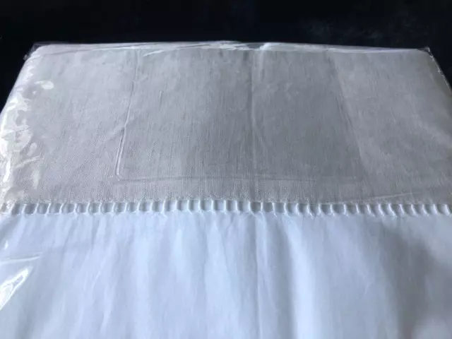 Zara Home Bettlaken Weiß mit Umrandung aus 100% Leinen 240 x 280  NEU