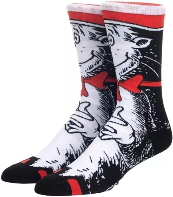 Dr Seuss Cat in the Hat Crew Socks Unisex Costume Novelty Skate Spirit Day Sz ML