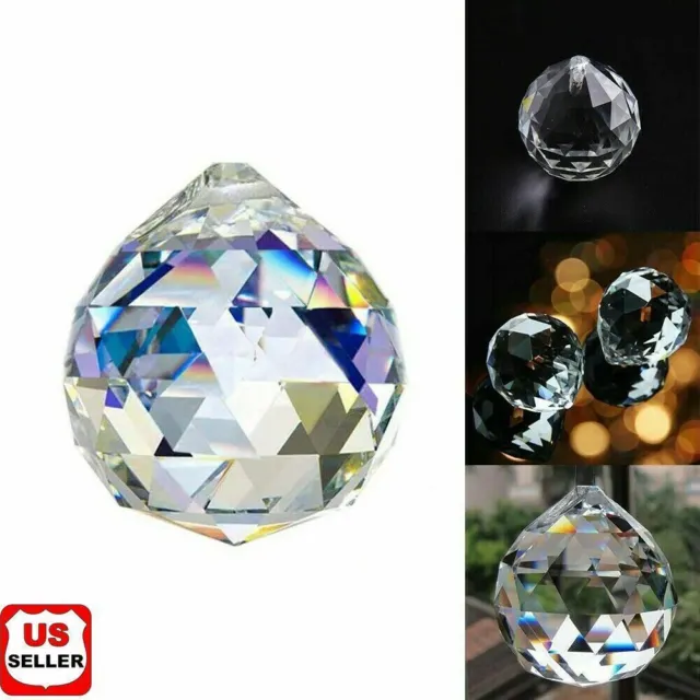 K9 FENG SHUI HANGING CRYSTAL BALL Clear Faceted Sphere Sun Catcher Rainbow Prism