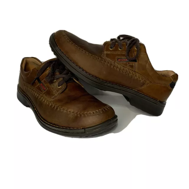 ECCO FUSION II Moc Toe Tie Oxford Shoes Brown Leather Mens EUR 42 US 8 ...